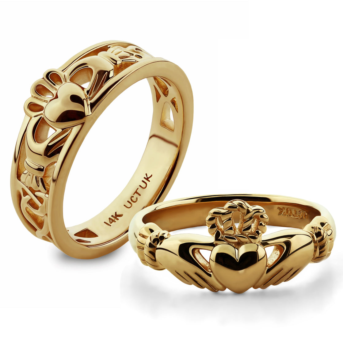 Women's Irish Claddagh Ring in Solid 9ct Yellow Gold