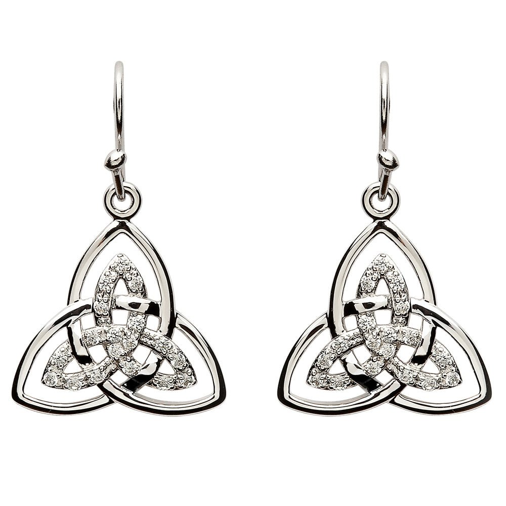 Silver Trinity Knot Earring SE2113CZ– CladdaghRING.com
