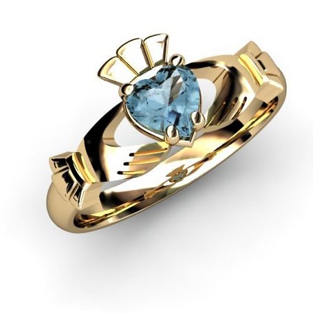 Claddagh ring with aquamarine on sale stone