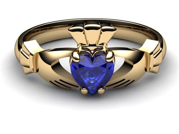 Lab Blue Sapphire Ring 14k Gold Sapphire Claddagh Engagement Ring Antique Claddagh Wedding Band Claddagh Promise Anniversary Ring For Women buy